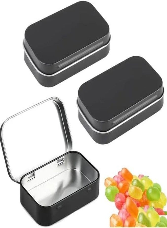 Zhuluck 3 Pcs Black Rectangular Small Tins with Lids Tin Boxes Tins Container Metal Empty Hinged Tin Storage Boxes for Candy Key Earrings Food Storage Decorative Boxes - Image 1